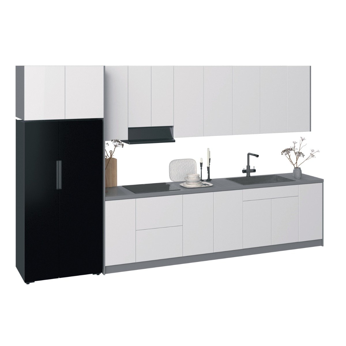 Kitchen Timekeeper Collection Black & White Gloss Color Base Size 13Ft Wide White Gloss