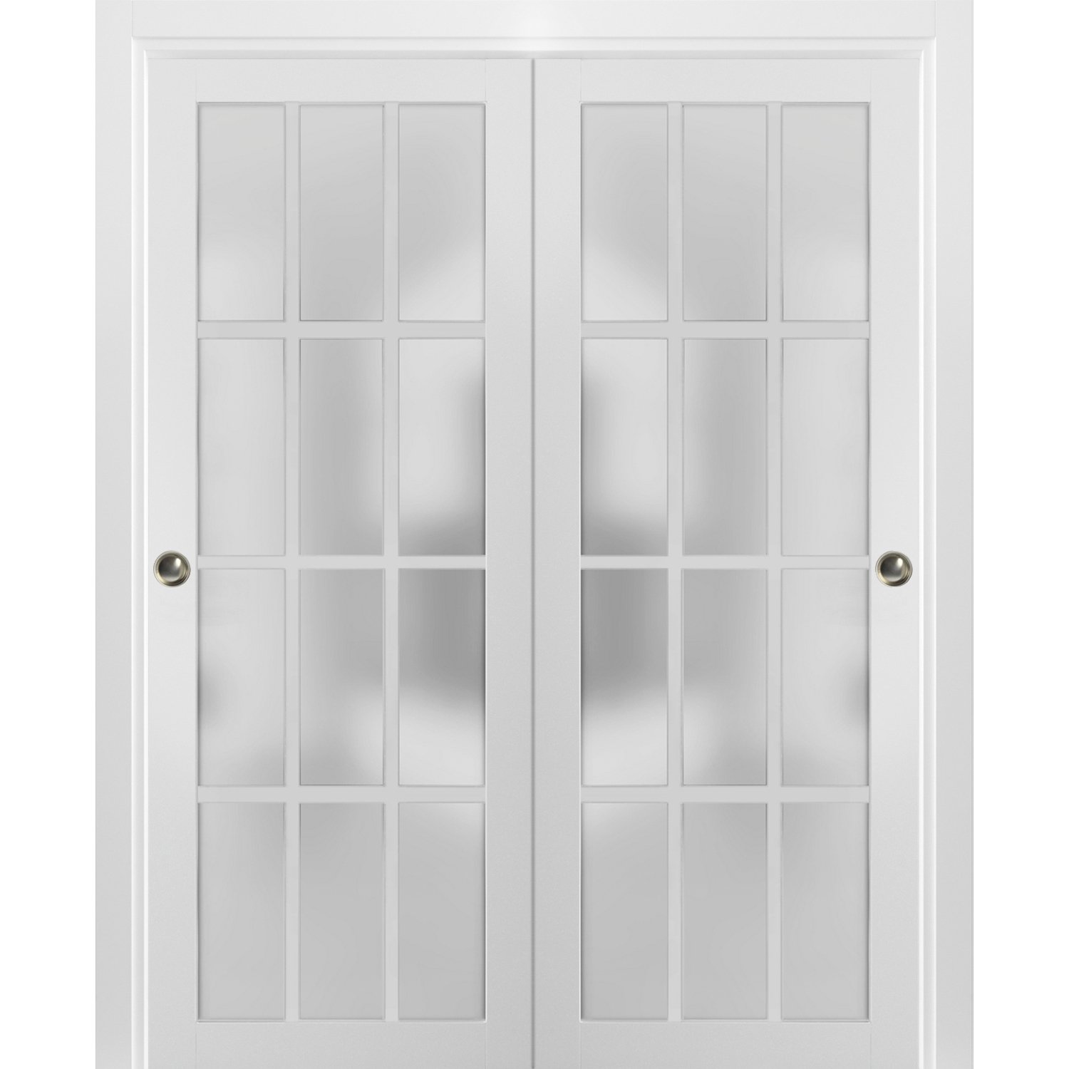 Sliding Closet 12 Lites Bypass Doors | Felicia 3312 | Sturdy Rails Moldings Trims Hardware Set | Wood Solid Bedroom Wardrobe Doors -84