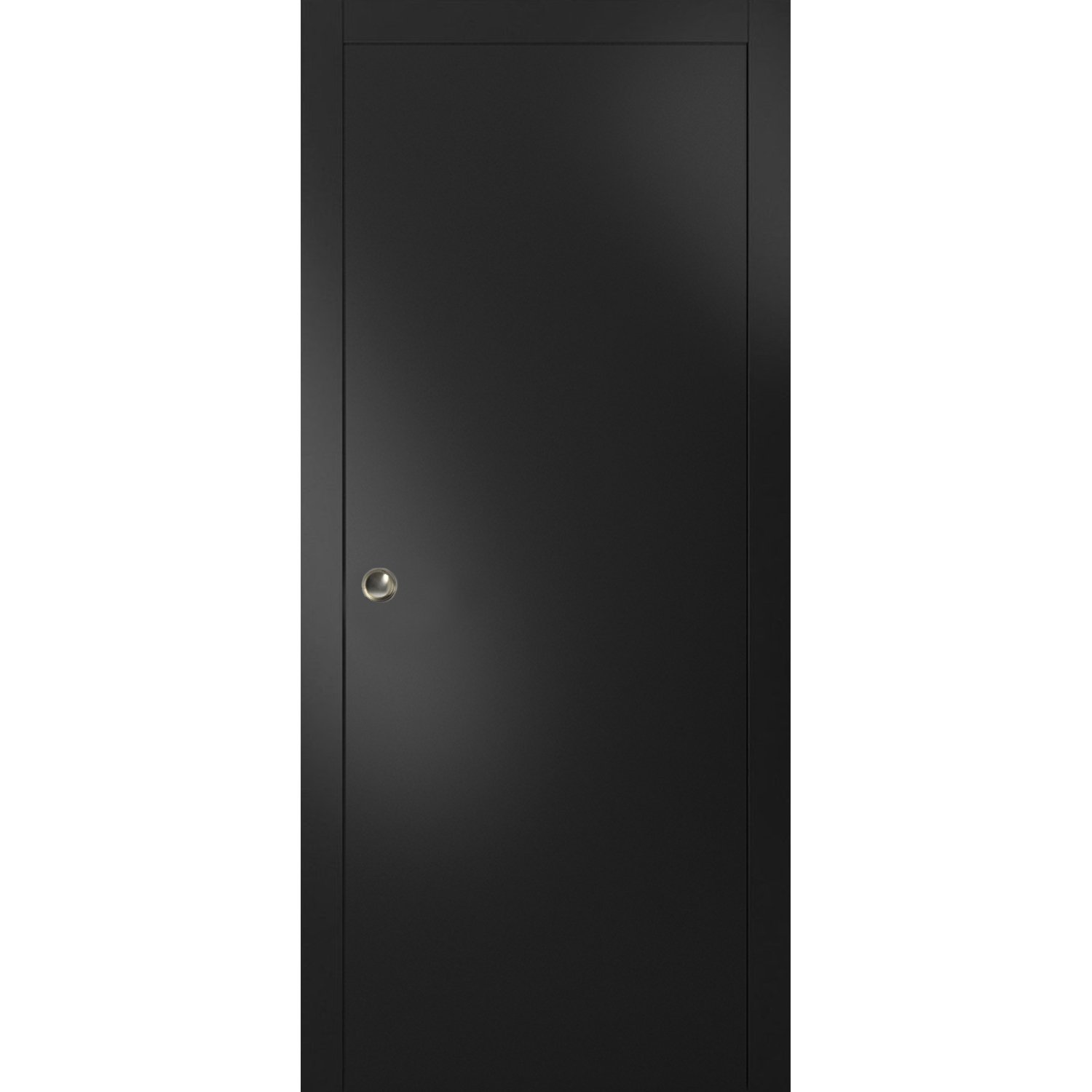 Sliding French Pocket Door with | Planum 0010 Primed | Kit Trims Rail Hardware | Solid Wood Interior Bedroom Sturdy Doors Black Matte