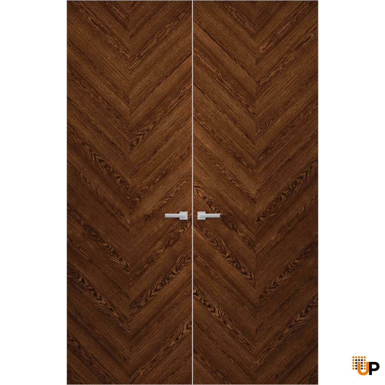 Hidden Double Doors | Ego 5005 Cognac Oak Veneer Concealed Metal Frame 36" x 80" (2* 18x80) Left-hand Inswing photo#1