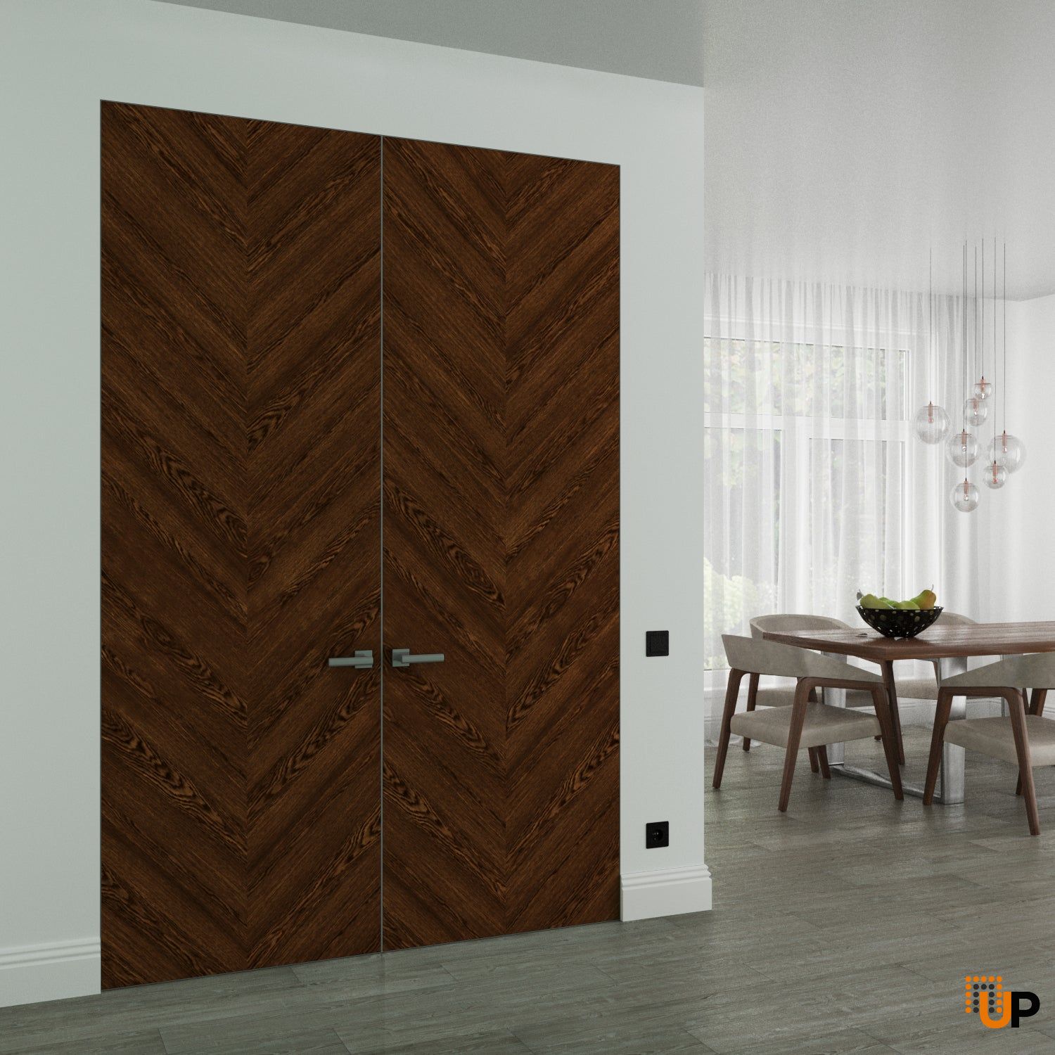 Hidden Double Doors | Ego 5005 Cognac Oak Veneer Concealed Metal Frame 36" x 80" (2* 18x80) Left-hand Inswing photo#2