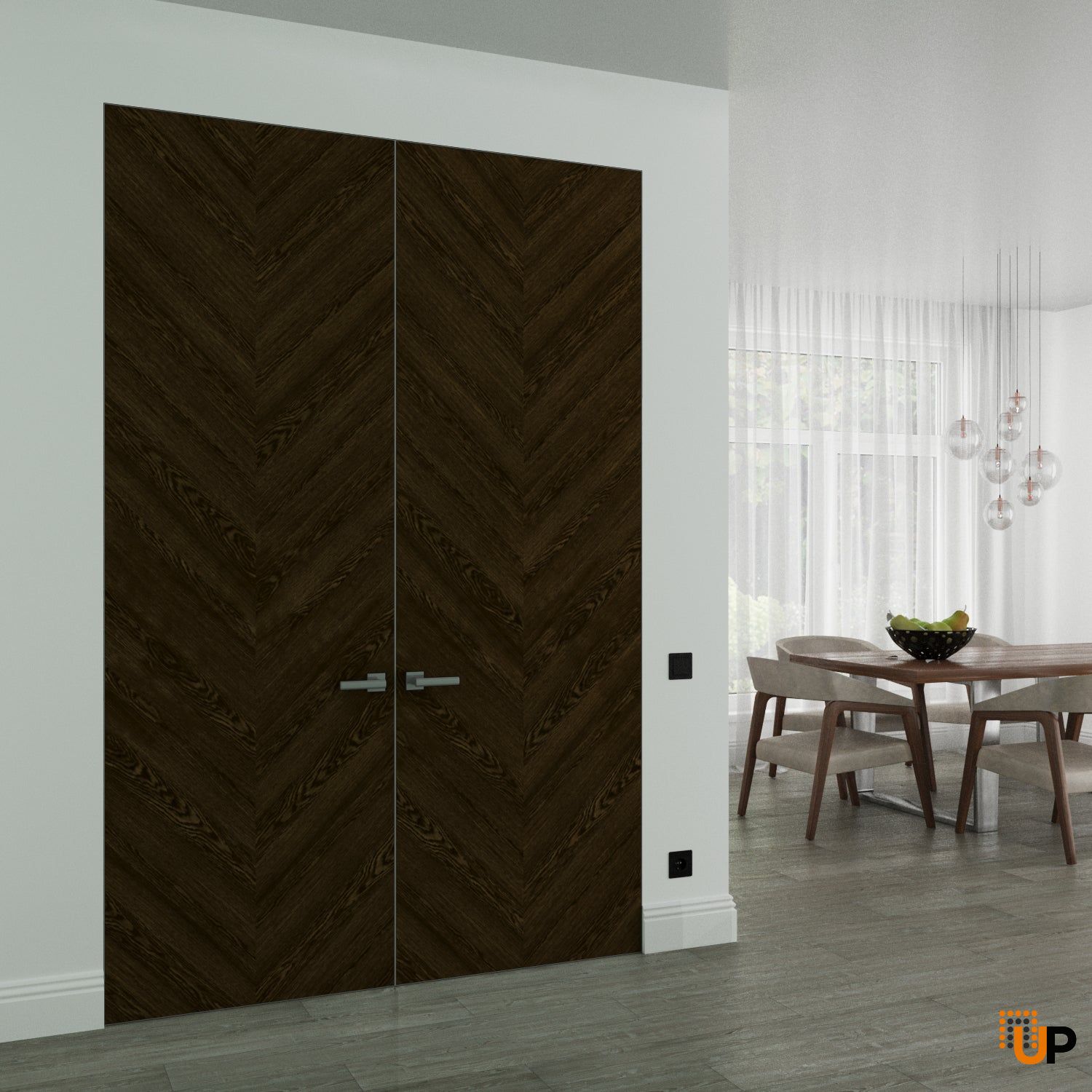 Hidden Double Doors | Ego 5005 Marble Oak Concealed Metal Frame 36" x 80" (2* 18x80) Right-hand Inswing photo#2