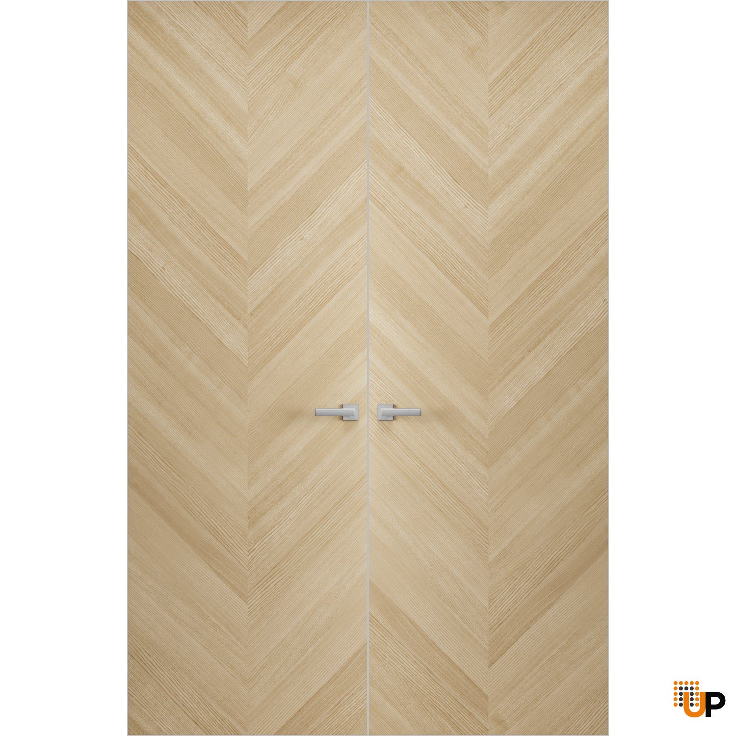 Hidden Double Doors | Ego 5005 Painted White Oak Concealed Metal Frame 36" x 80" (2* 18x80) Left-hand Inswing photo#5