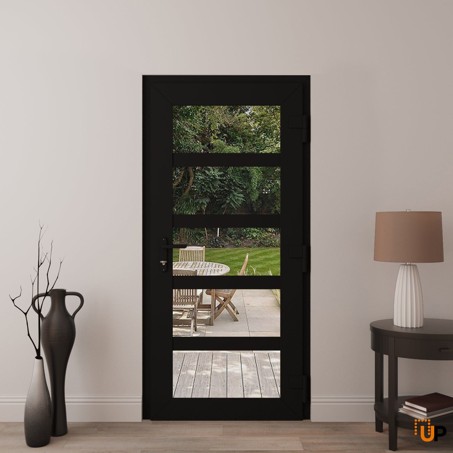 Manux 8522 exterior metal-plastic door 36x80 (36x80) black upvc Photo #5