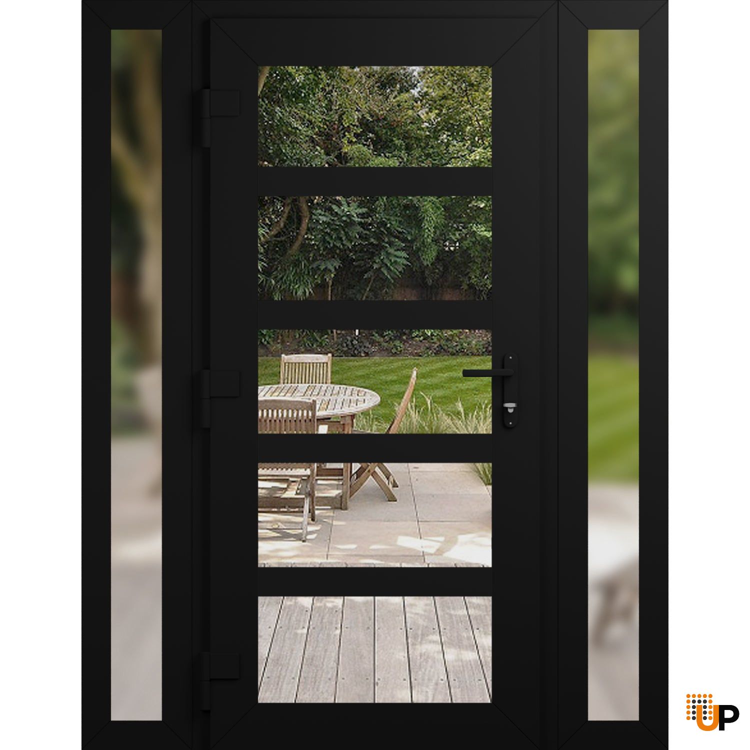 Manux 8522 exterior metal-plastic door 60x80 (12+36+12x80) black upvc Photo #2