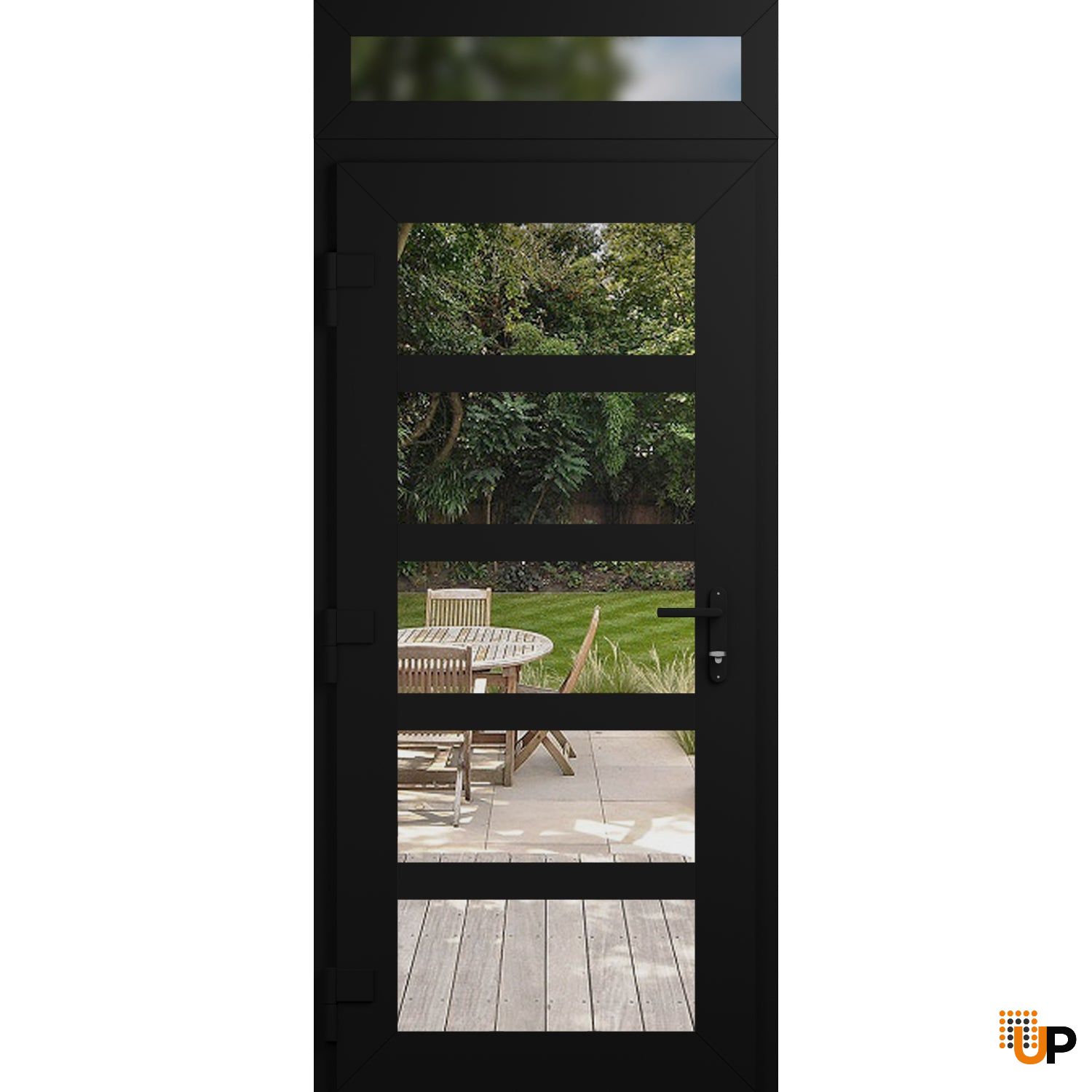 Manux 8522 exterior metal-plastic door 36x94 (36x80+14) black upvc Photo #2