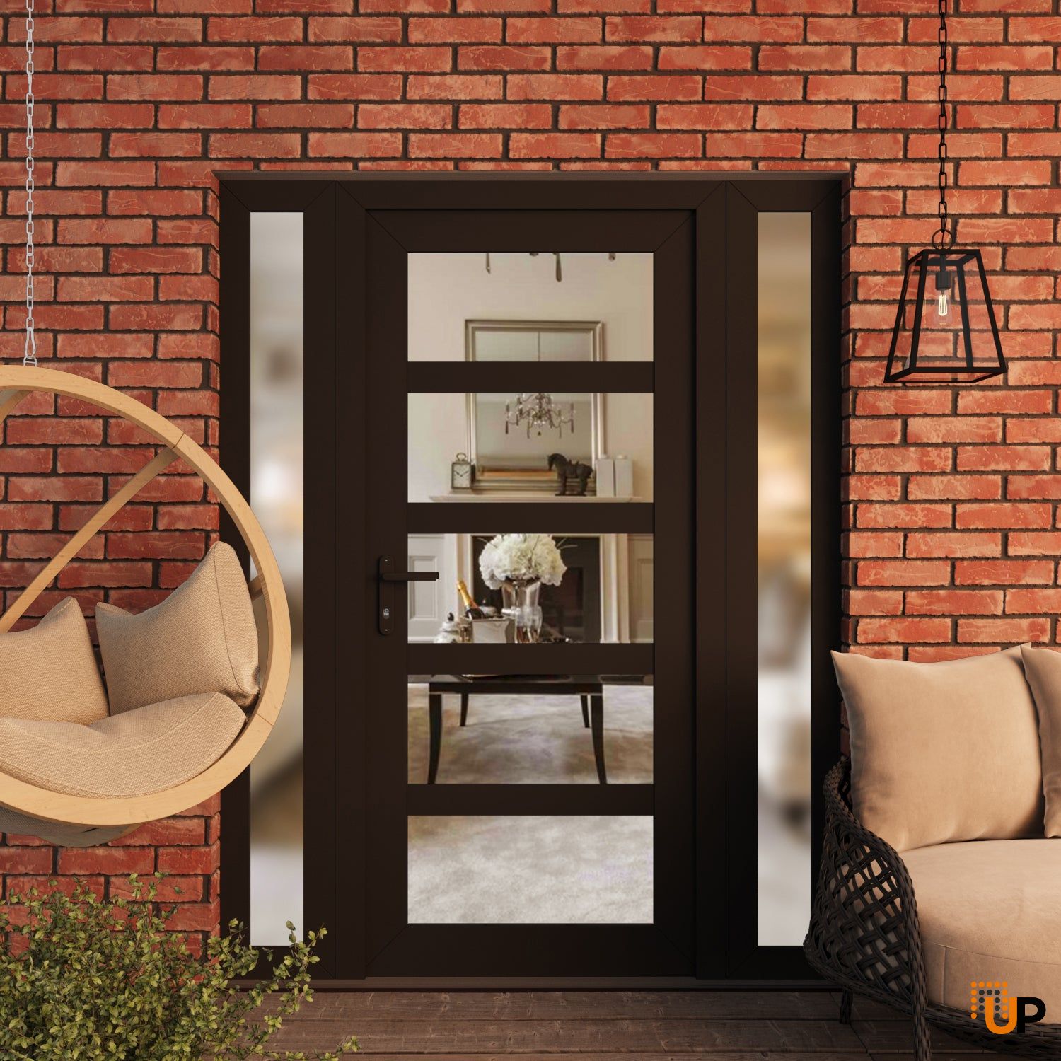 Manux 8522 exterior metal-plastic door 60x80 (12+36+12x80) black upvc Photo #3