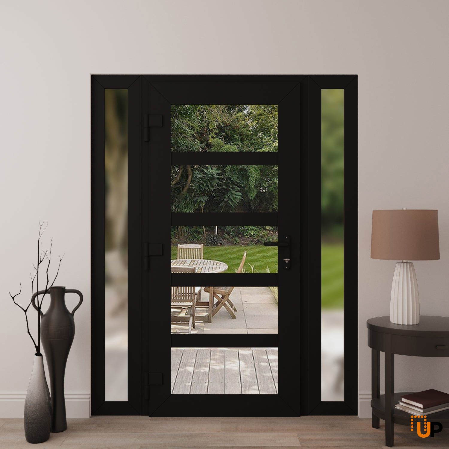 Manux 8522 exterior metal-plastic door 60x80 (12+36+12x80) black upvc Photo #4
