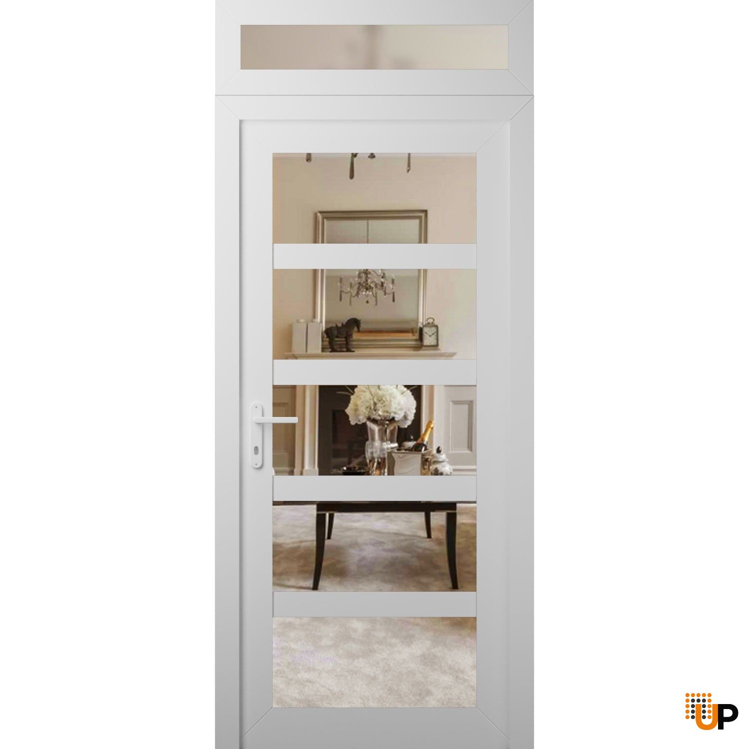 Manux 8522 exterior metal-plastic door 36x94 (36x80+14) white upvc Photo #1