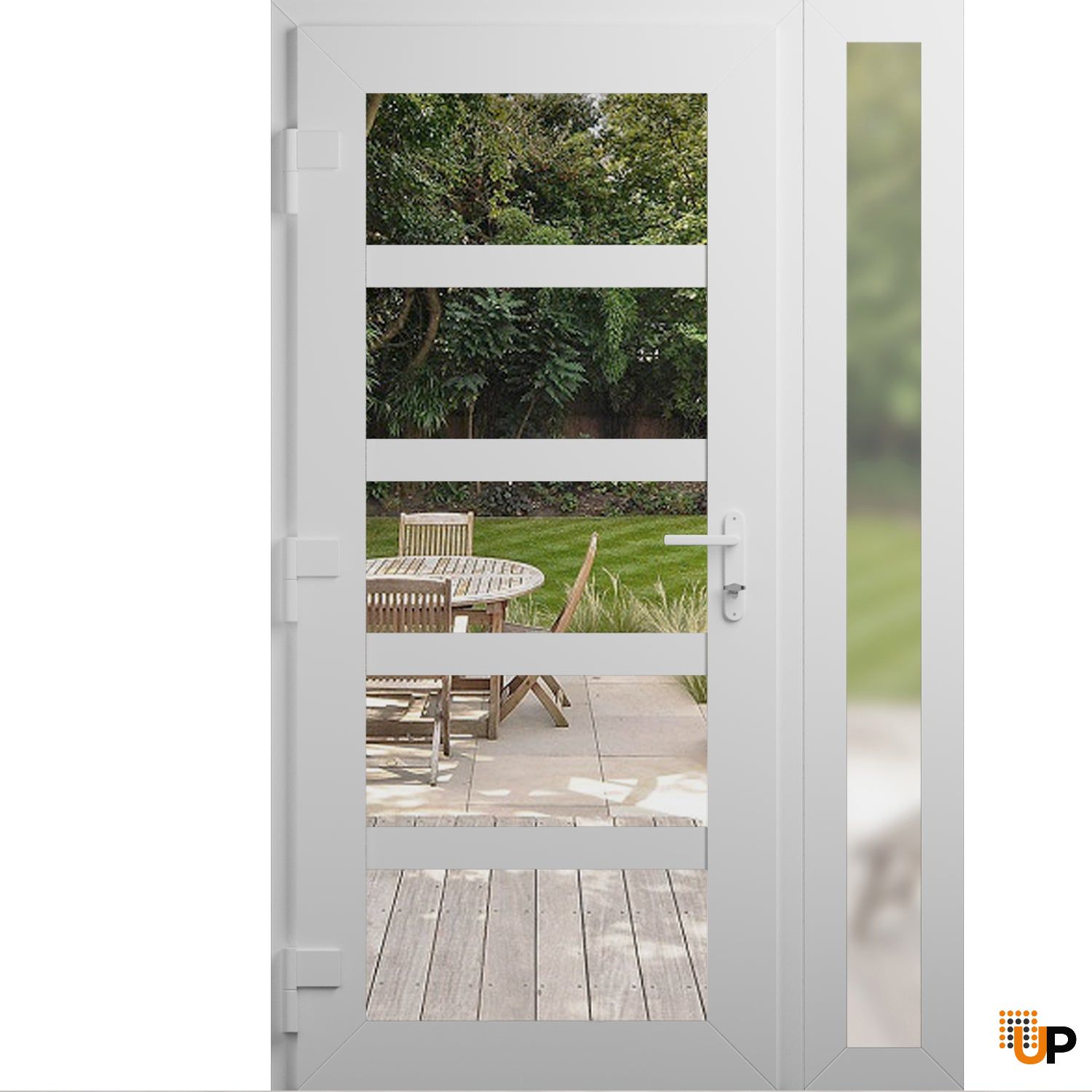Manux 8522 exterior metal-plastic door 48x80 (36+12x80) white upvc Photo #2