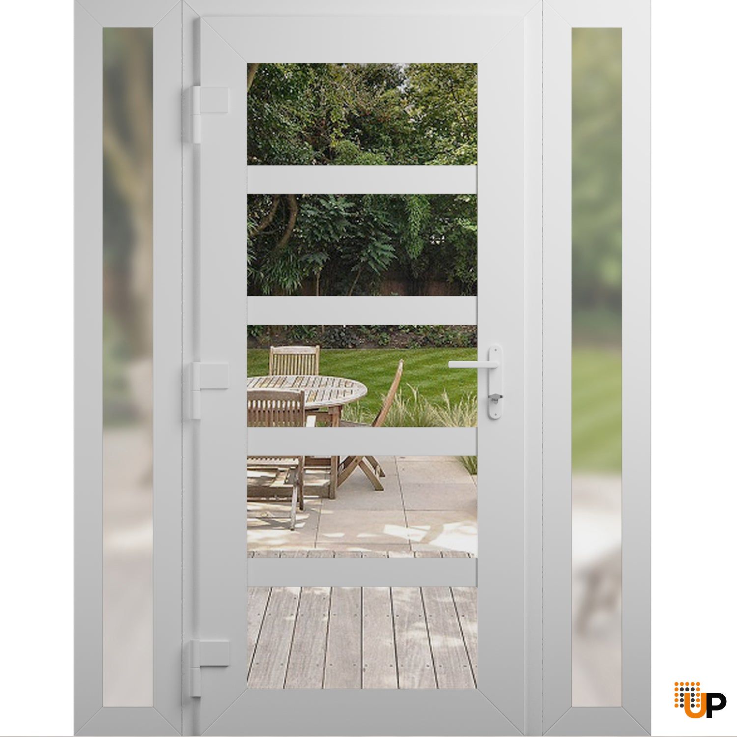 Manux 8522 exterior metal-plastic door 60x80 (12+36+12x80) white upvc Photo #2