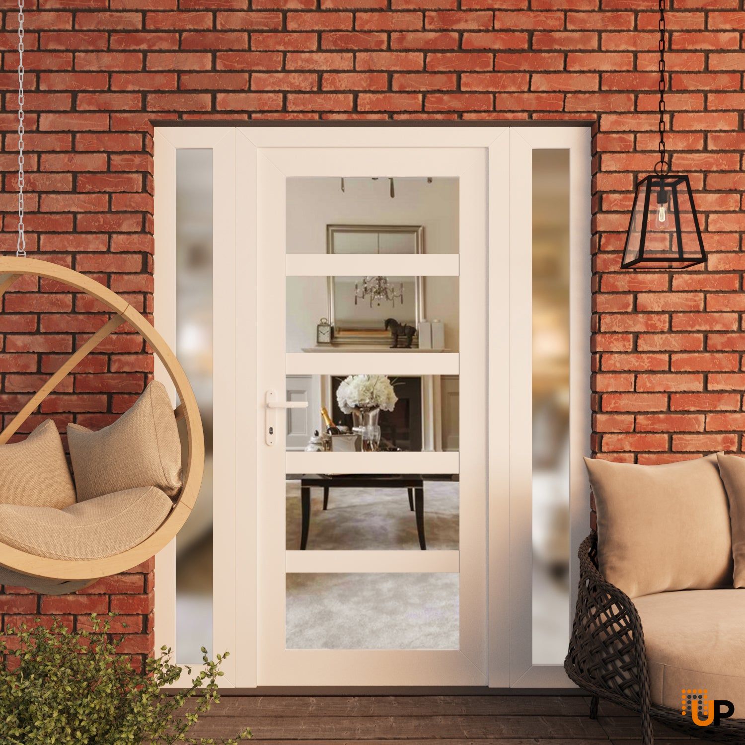 Manux 8522 exterior metal-plastic door 60x80 (12+36+12x80) white upvc Photo #3