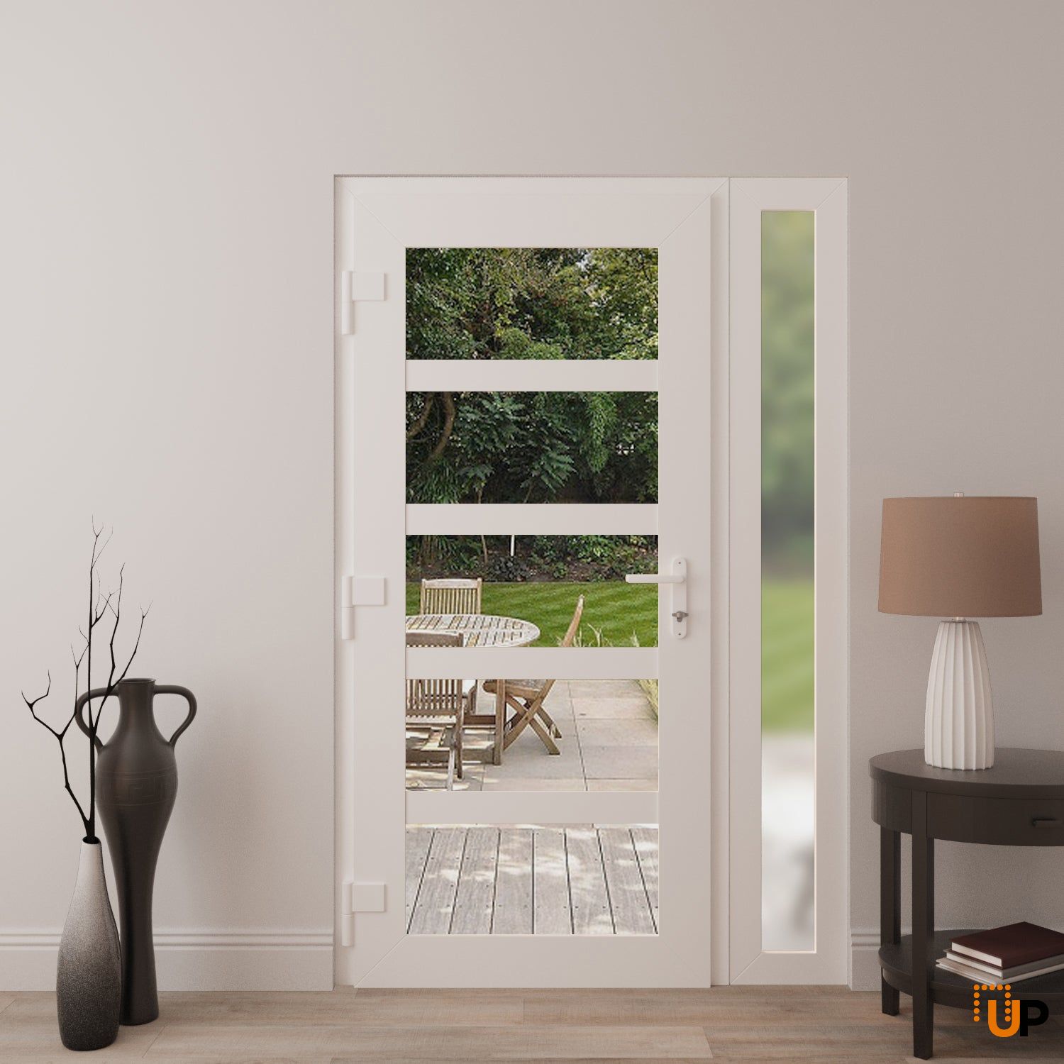 Manux 8522 exterior metal-plastic door 48x80 (36+12x80) white upvc Photo #4