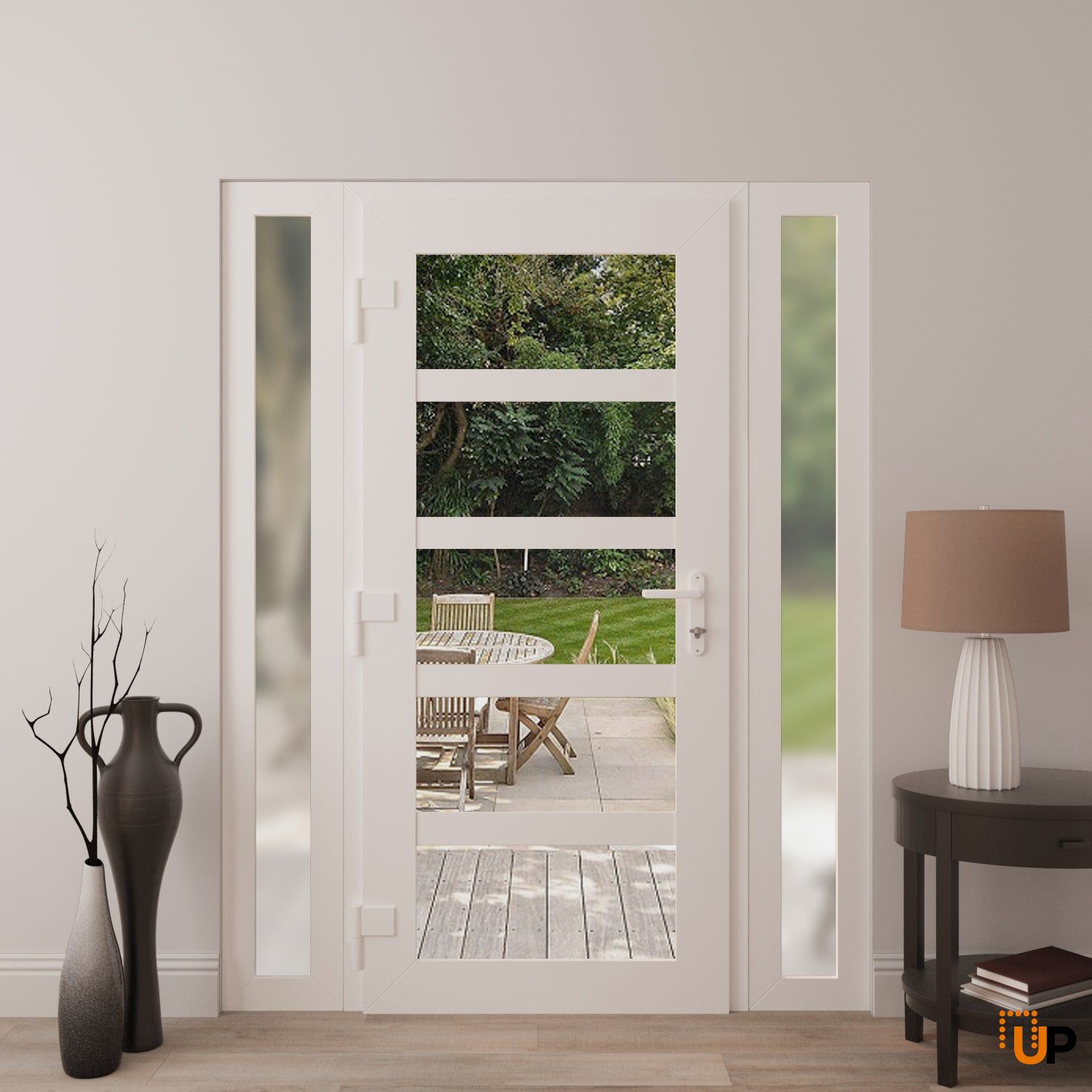 Manux 8522 exterior metal-plastic door 60x80 (12+36+12x80) white upvc Photo #4