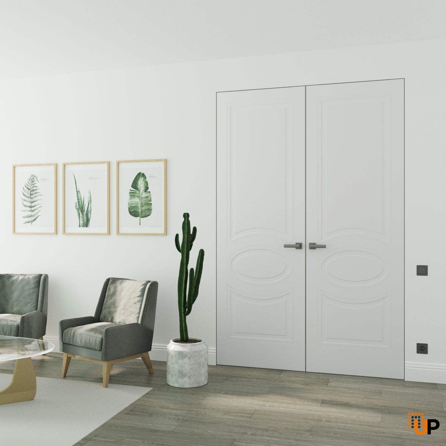 Hidden Double Doors | Mela 7001 White Silk Concealed Metal Frame 36" x 80" (2* 18x80) Left-hand Inswing photo#2
