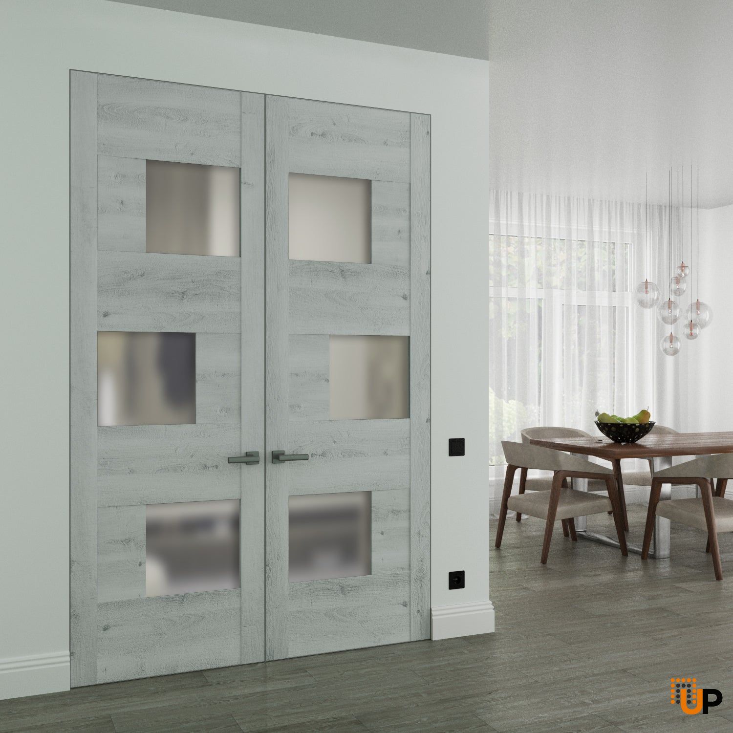 Hidden Double Doors | Sete 6933 Nordic White Concealed Metal Frame 36" x 80" (2* 18x80) Right-hand Inswing photo#2