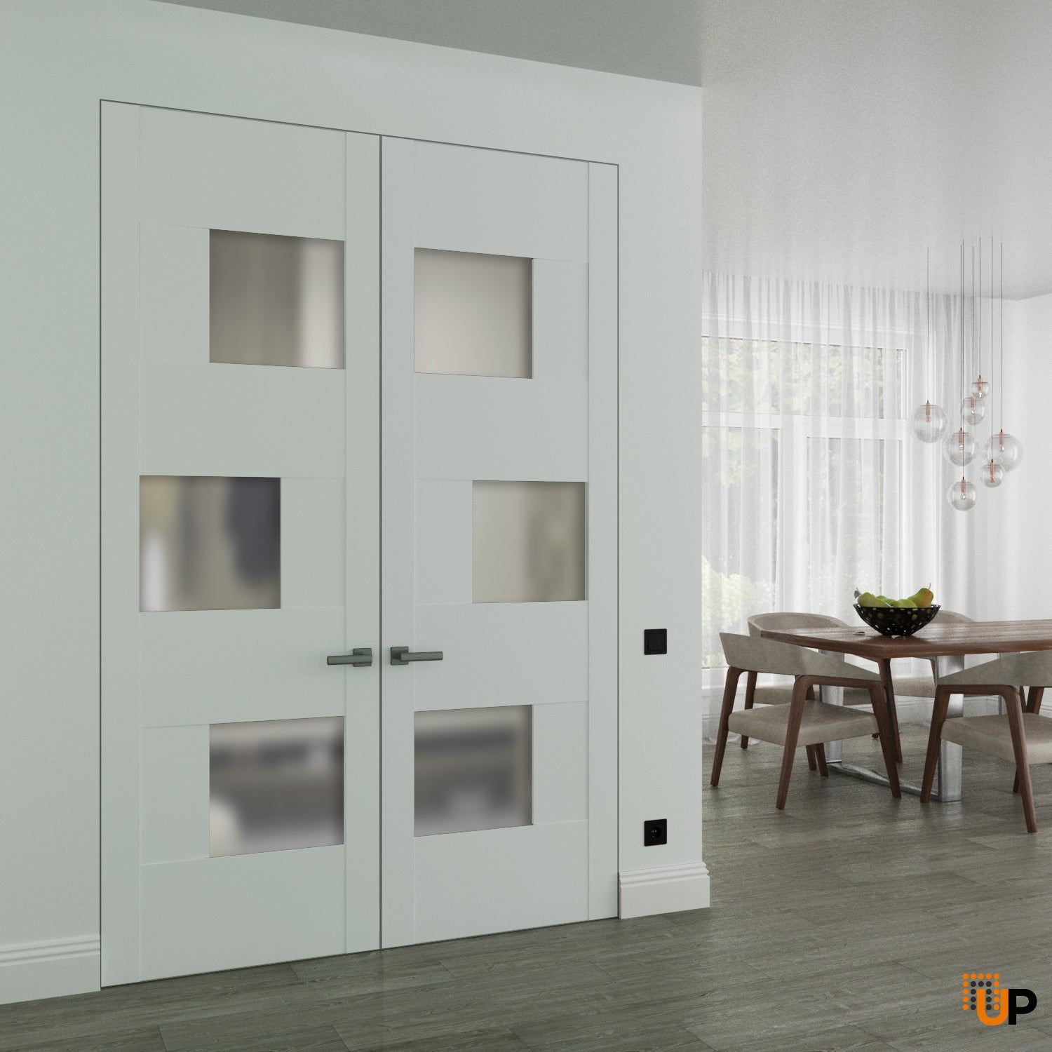 Hidden Double Doors | Sete 6933 White Silk Concealed Metal Frame 36" x 80" (2* 18x80) Left-hand Inswing photo#2