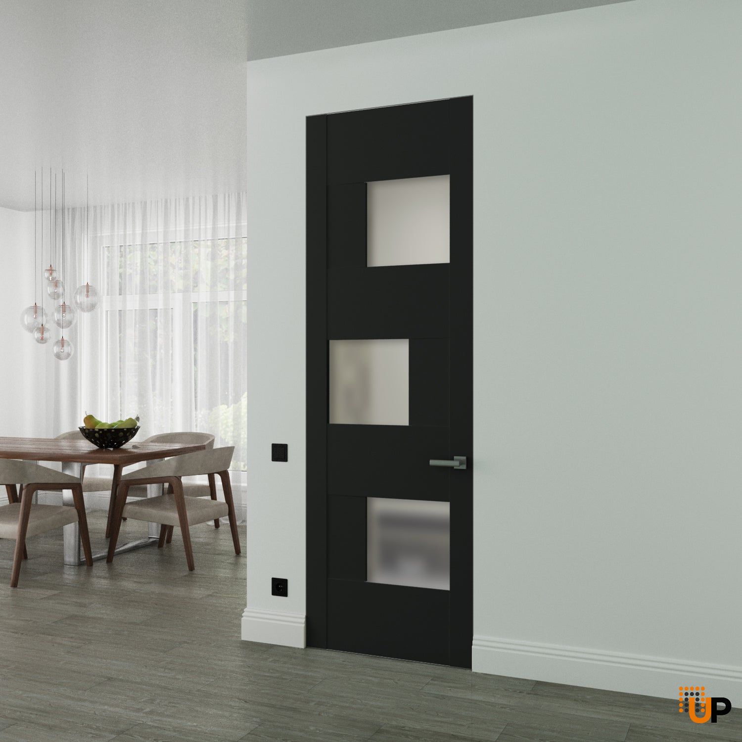 Hidden Door | Sete 6933 Matte Black Concealed Metal Frame 18" x 80" Left-hand Inswing photo#2