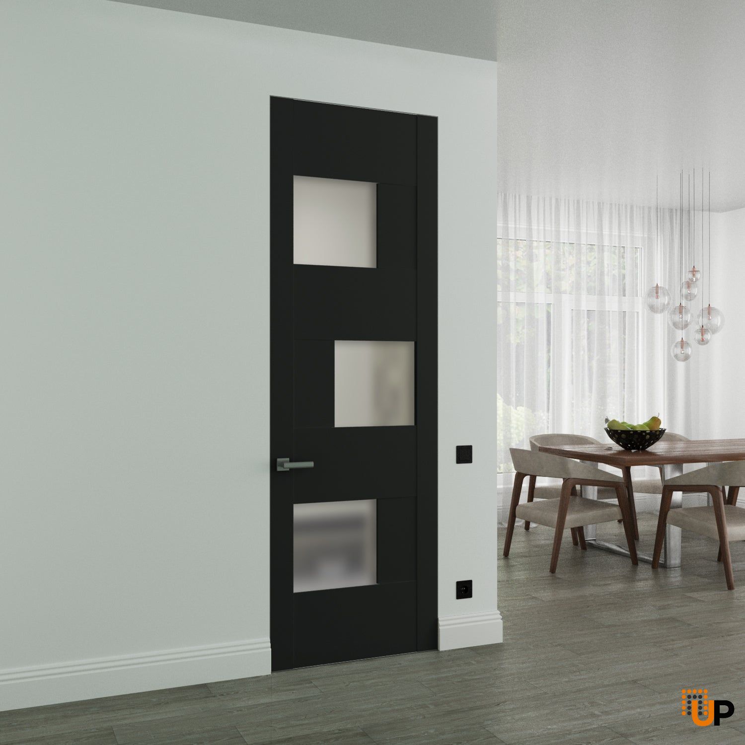 Hidden Door | Sete 6933 Matte Black Concealed Metal Frame 18" x 80" Right-hand Inswing photo#2