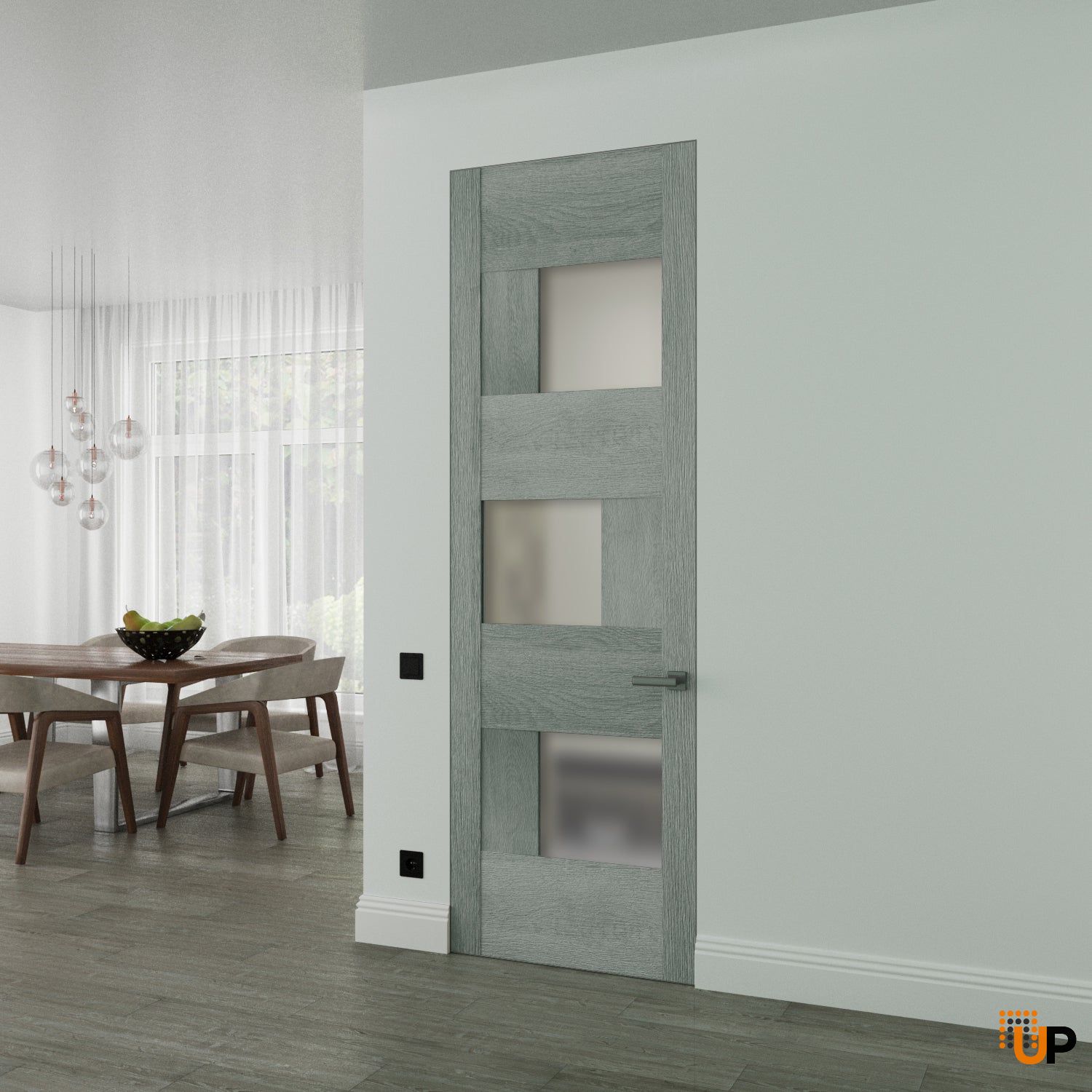 Hidden Door | Sete 6933 Light Grey Oak Concealed Metal Frame 18" x 80" Left-hand Inswing photo#2