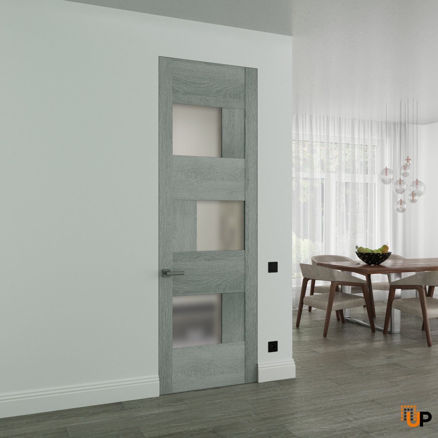 Hidden Door | Sete 6933 Light Grey Oak Concealed Metal Frame 18" x 80" Right-hand Inswing photo#2