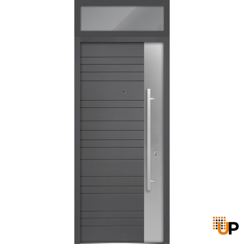 Metal Top Lite for Entry Door Gray Graphite-38" x 16" photo#2