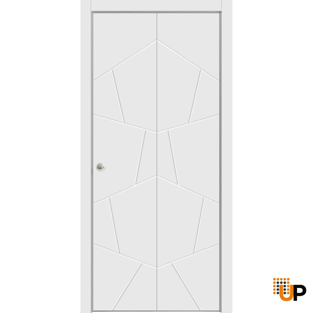 Sliding Closet Bi-fold Doors | Planum 0990 Painted White Matte | Sturdy Tracks Moldings Trims Hardware Set | Wood Solid Bedroom Wardrobe Doors  photo#1