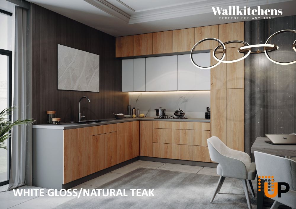 Kitchen Culinary Haven Collection Natural Teak & White Gloss Color Base Size 9Ft Wide photo#3