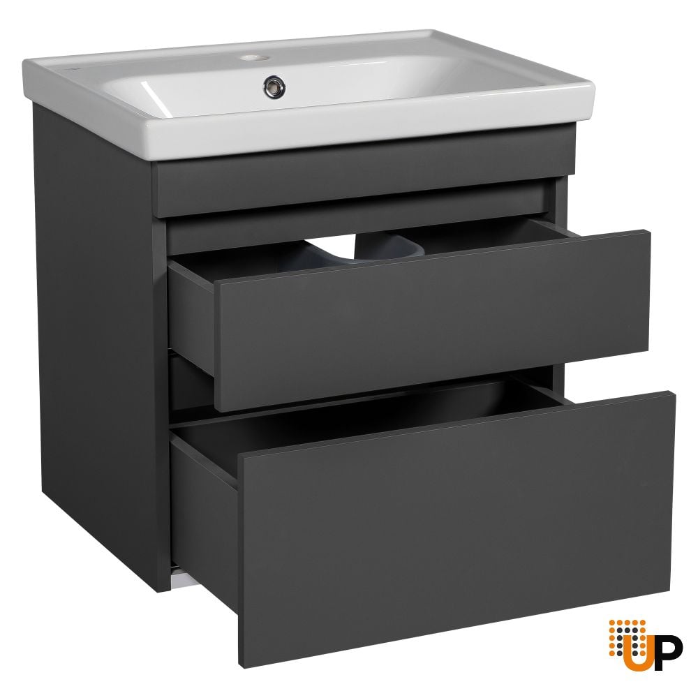 Modern Wall-Mounted Bathroom Vanity with Washbasin | Niagara Gray Matte Collection | Non-Toxic Fire-Resistant MDF-28" photo#3