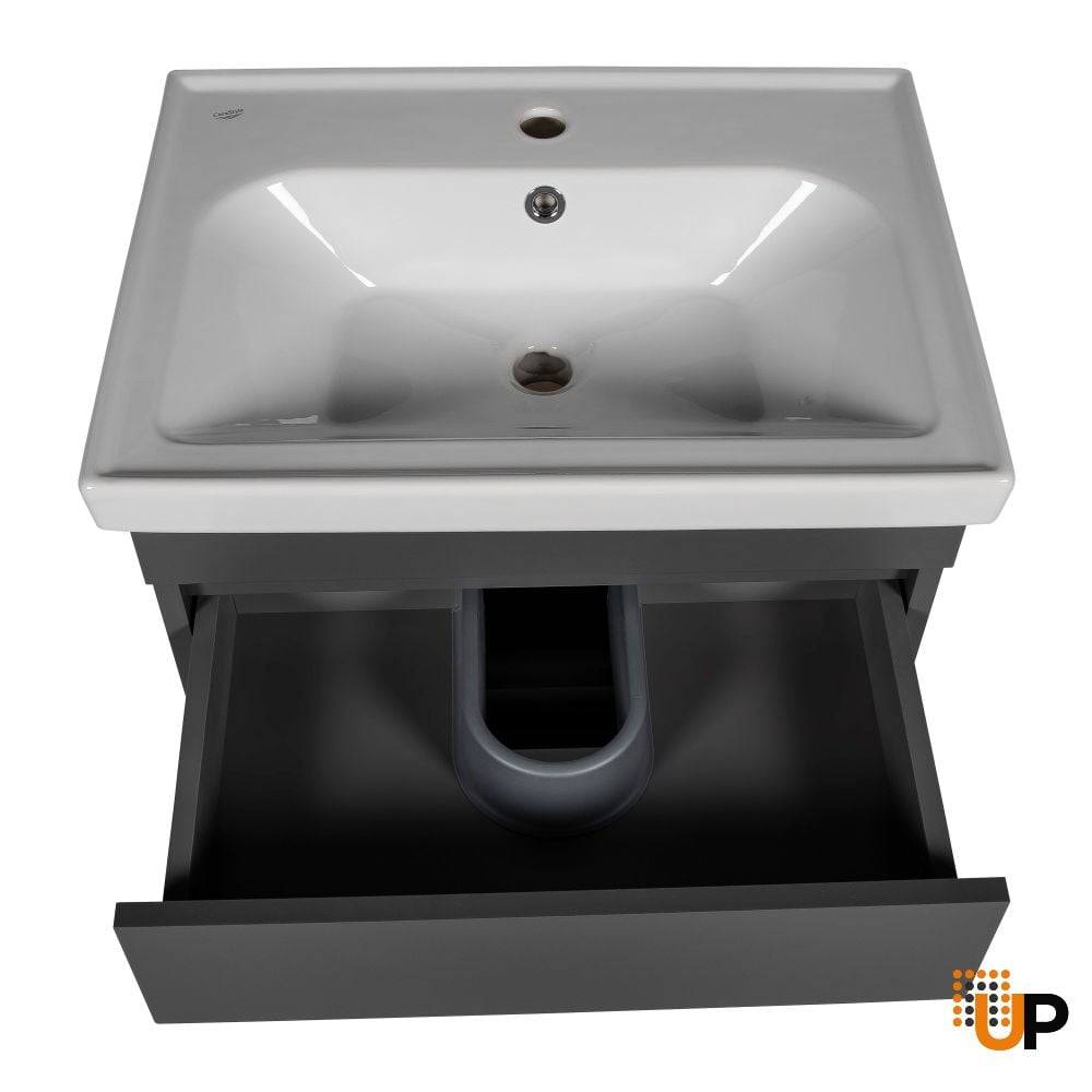 Modern Wall-Mounted Bathroom Vanity with Washbasin | Niagara Gray Matte Collection | Non-Toxic Fire-Resistant MDF-28" photo#4