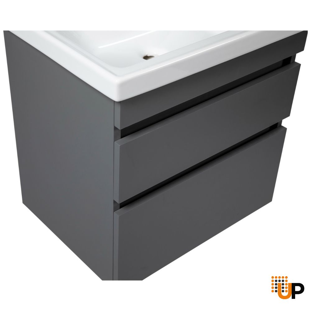Modern Wall-Mounted Bathroom Vanity with Washbasin | Niagara Gray Matte Collection | Non-Toxic Fire-Resistant MDF-24" photo#5