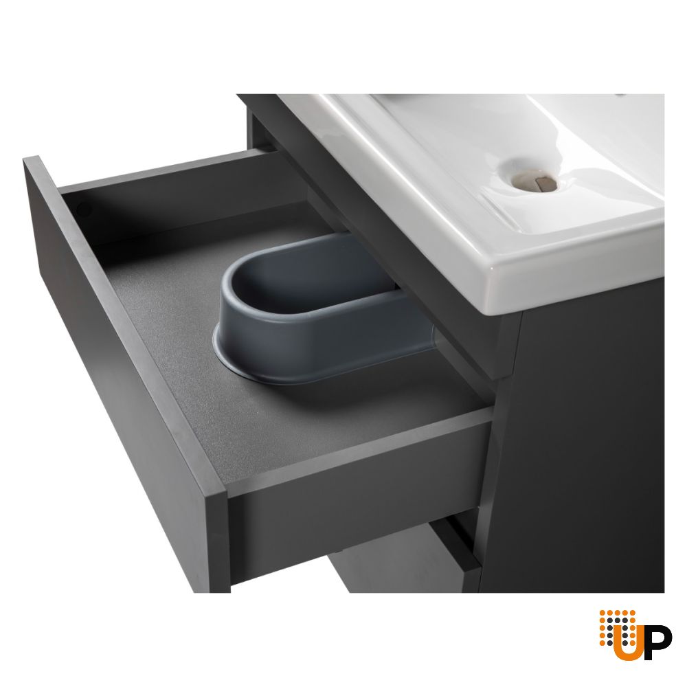 Modern Wall-Mounted Bathroom Vanity with Washbasin | Niagara Gray Matte Collection | Non-Toxic Fire-Resistant MDF-24" photo#6