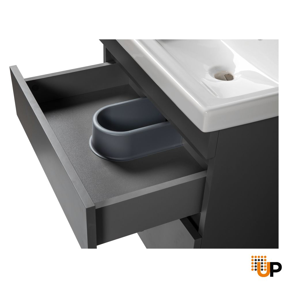 Modern Wall-Mounted Bathroom Vanity with Washbasin | Niagara Gray Matte Collection | Non-Toxic Fire-Resistant MDF-28" photo#5