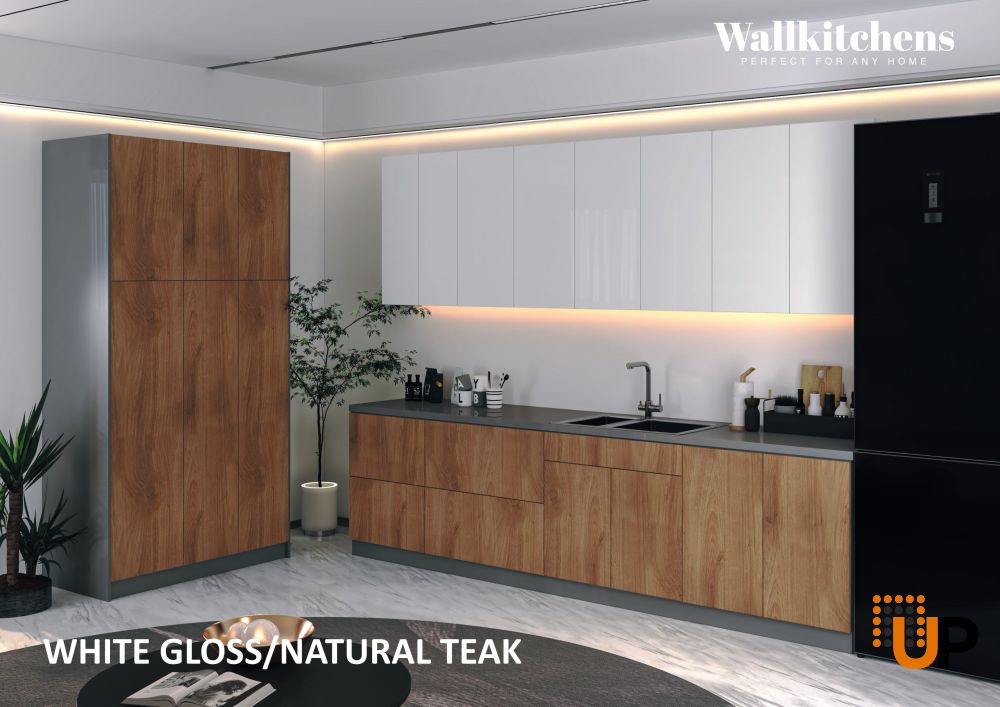 Kitchen Oasis Collection Natural Teak & White Gloss Color Base Size 10Ft Wide photo#3