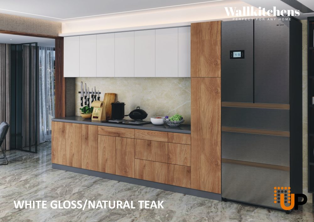 Kitchen Metropolitan Collection Natural Teak & White Gloss Color Base Size 11Ft Wide photo#3