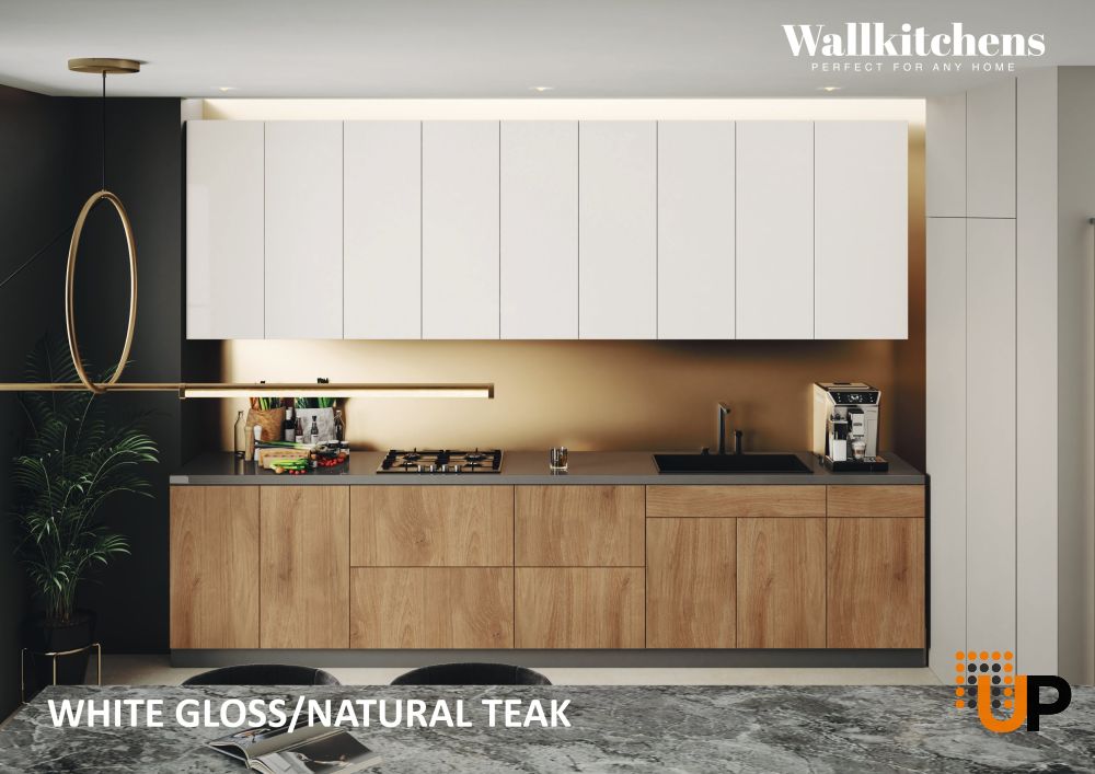 Kitchen Elite Epicure Collection Natural Teak & White Gloss Color Base Size 11Ft Wide photo#3