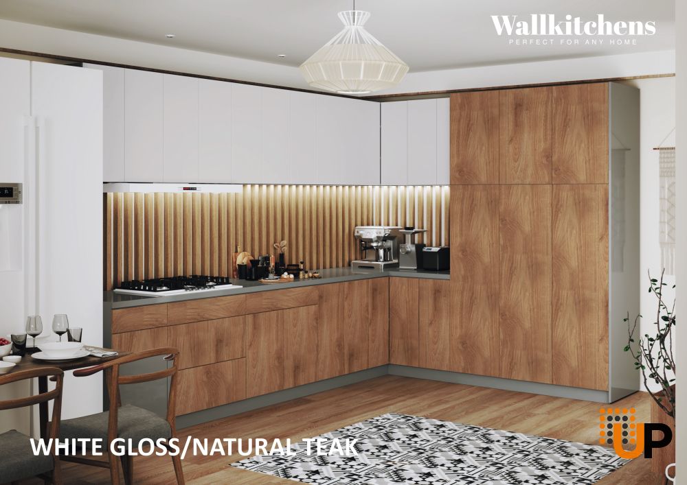 Kitchen Timeless Collection Natural Teak & White Gloss Color Base Size 12Ft Wide photo#3