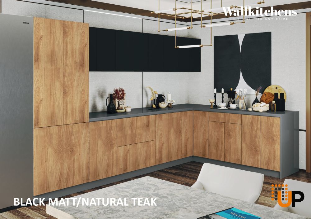 Kitchen Prestige Collection Natural Teak & Black Color Base Size 11Ft Wide photo#3