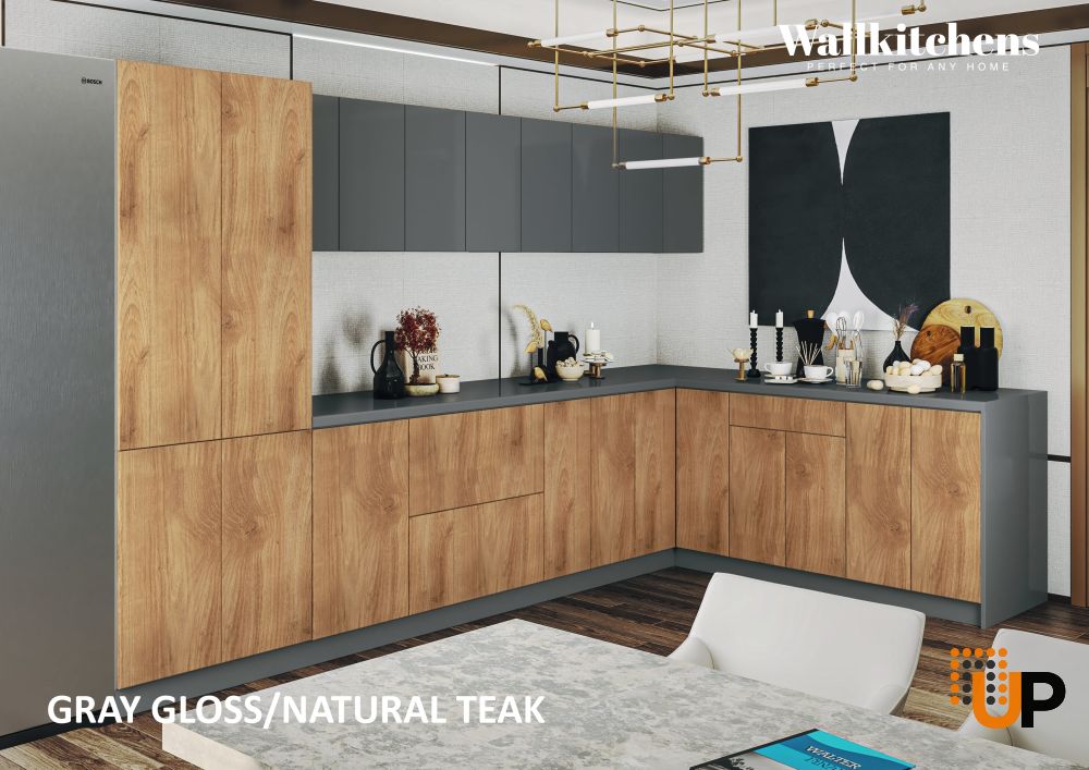 Kitchen Prestige Collection Natural Teak & Gray Color Base Size 11Ft Wide photo#3