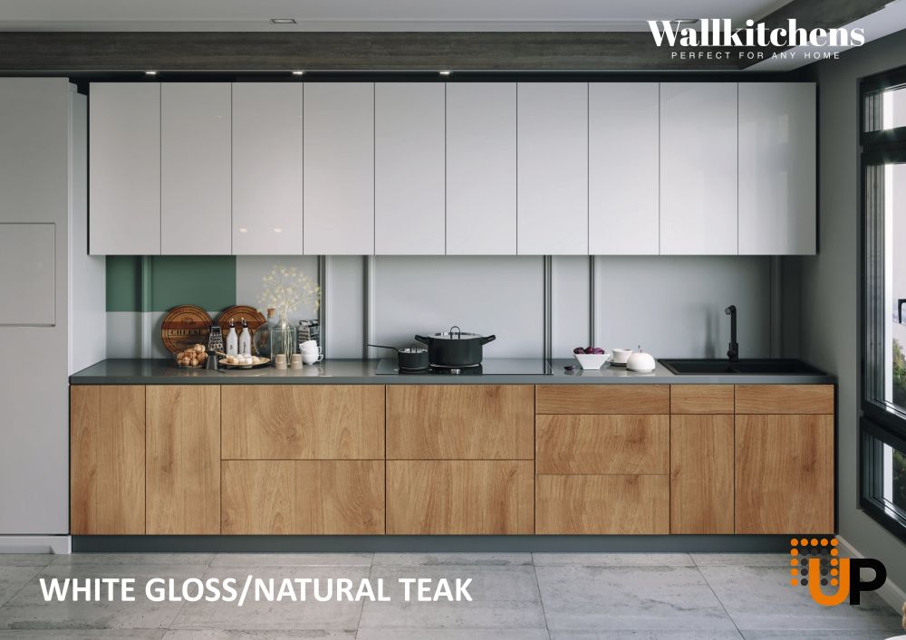 Kitchen Signature Collection Natural Teak & White Gloss Color Base Size 13Ft Wide photo#3