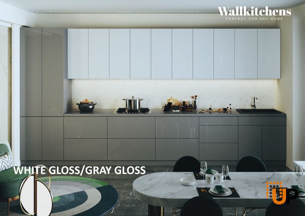 Kitchen Celestial Collection Gray & White Gloss Color Base Size 15Ft Wide photo#3