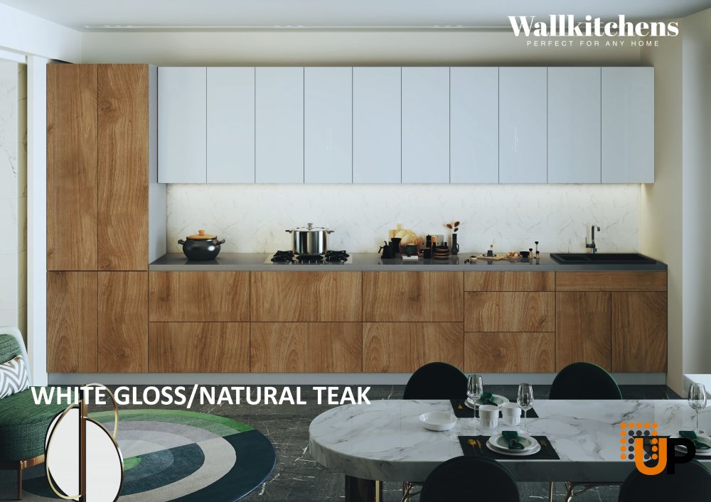 Kitchen Celestial Collection Natural Teak & White Gloss Color Base Size 15Ft Wide photo#3