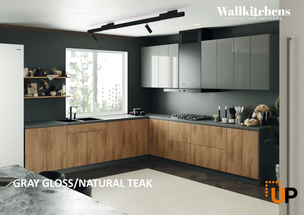 Kitchen Prodigy Collection Natural Teak & Gray Color Base Size 11Ft Wide photo#3