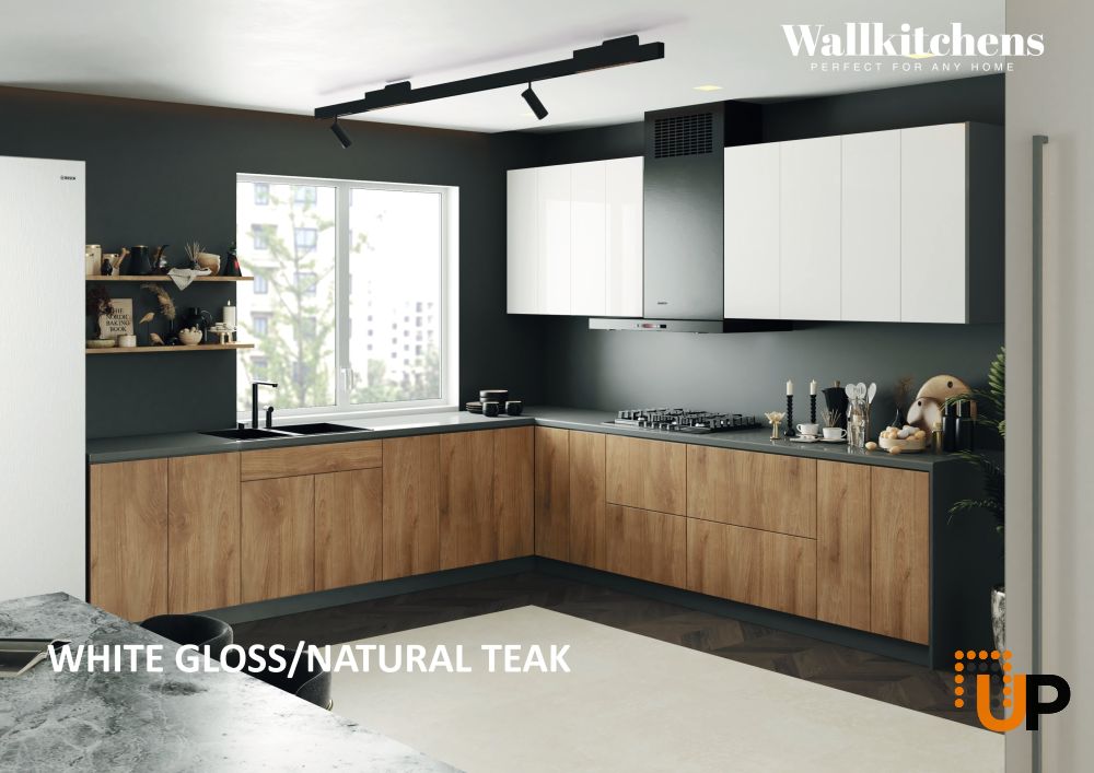 Kitchen Prodigy Collection Natural Teak & White Gloss Color Base Size 11Ft Wide photo#3
