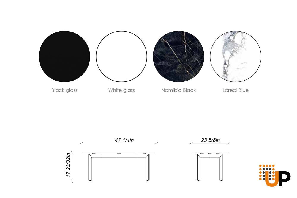 Coffe Table FLORENCE 47x23x17 WHITE GLASS photo#5