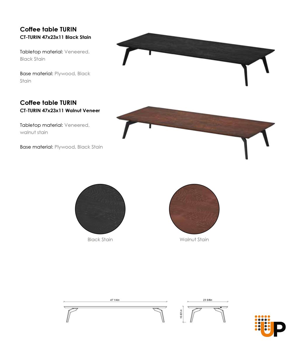Coffe Table TURIN 47x23x11  WALNUT STAIN photo#3