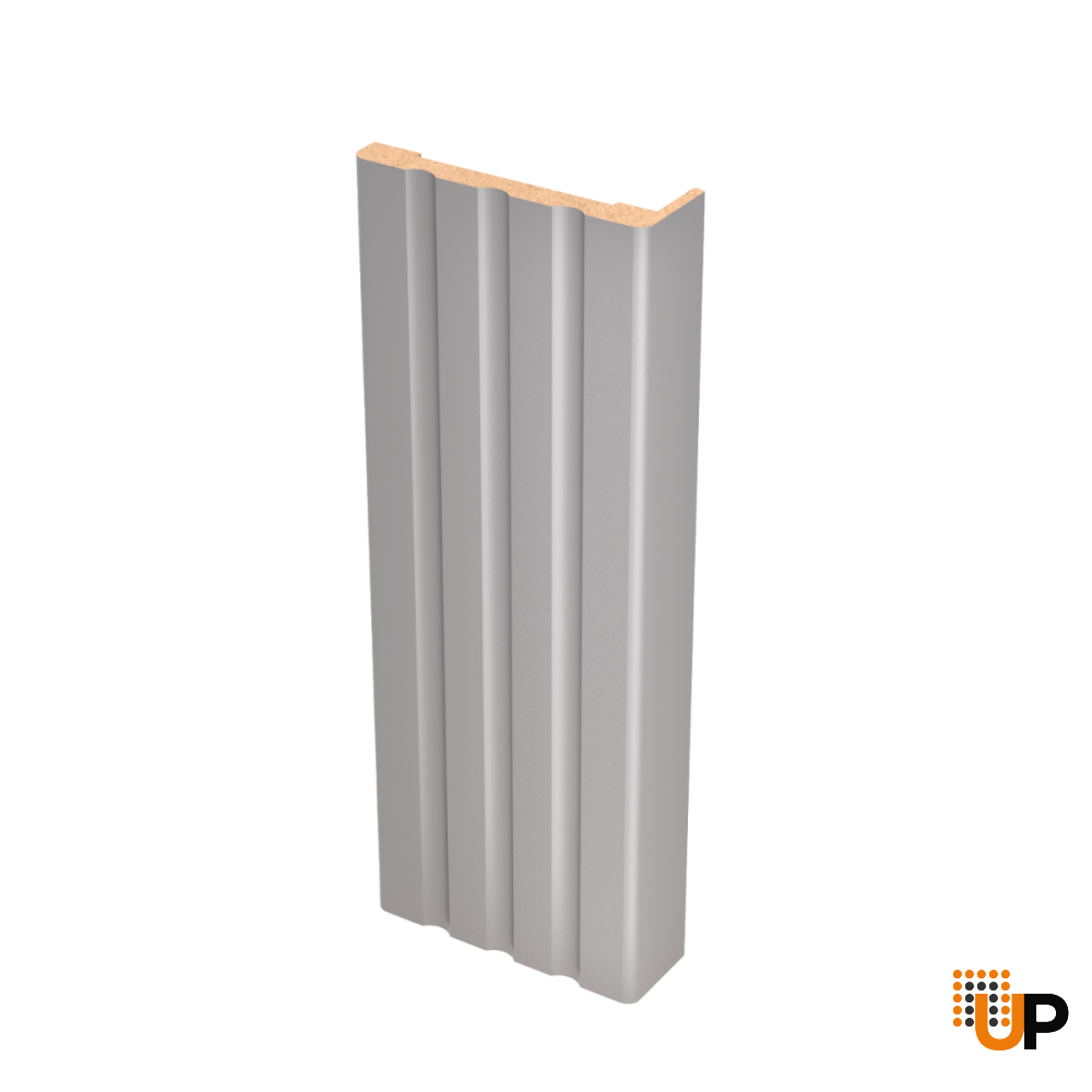 Fluted Trims with Square Rosettes for Interior Doors, Painted Grey, Up to 84x84” Doors photo#1