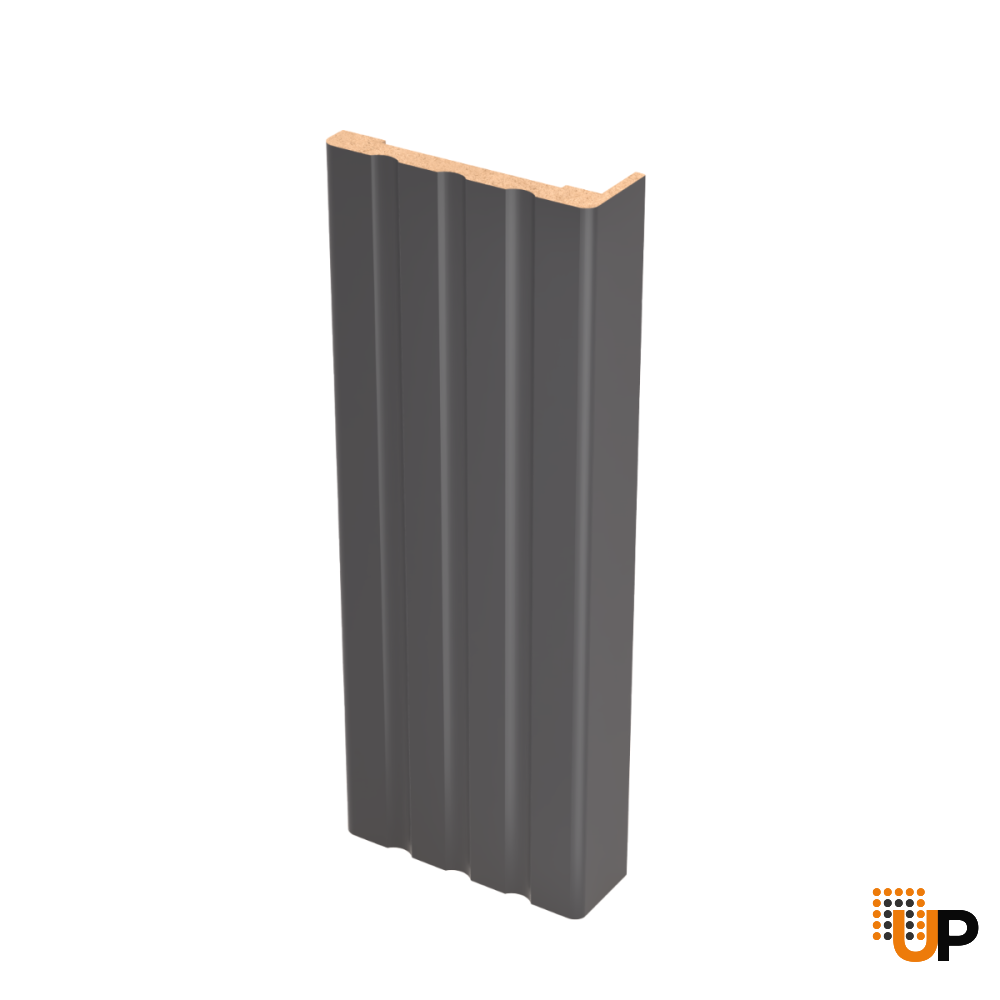 Fluted Trims with Square Rosettes for Interior Doors, Painted Black, Up to 84x96” Doors photo#1