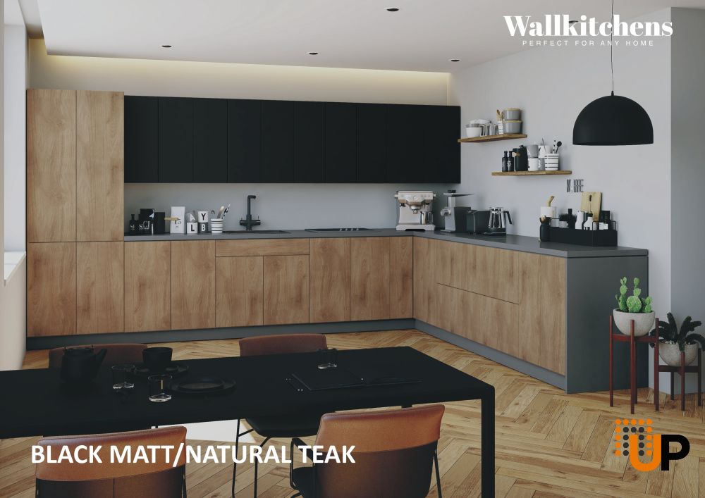 Kitchen Regal Collection Natural Teak & Black Color Base Size 13Ft Wide photo#3