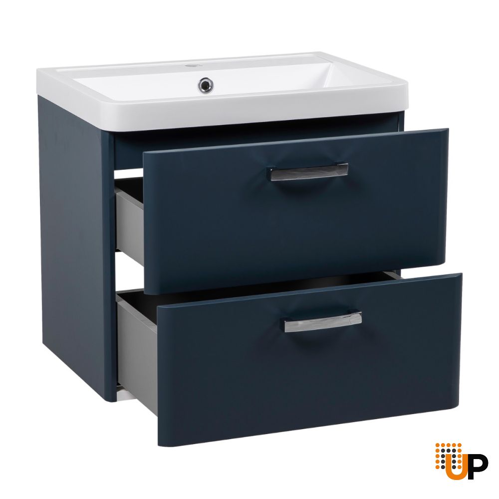 Modern Wall-Mounted Bathroom Vanity with Washbasin | Fiona Blue Matte Collection | Non-Toxic Fire-Resistant MDF photo#2